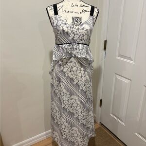 CAbi Black and White High Low Dress